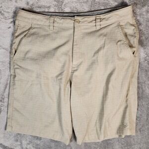 Hang Ten Board Shorts Men's 36X10 Beige Khaki Ripstop Beach‎ Surfer Walking